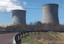 Bell Bend Nuclear Power Plant cooling towers from the east