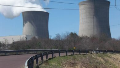 Bell Bend Nuclear Power Plant cooling towers from the east